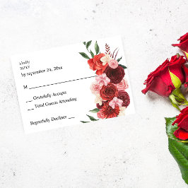 Tarjeta De Confirmación De Asistencia No responder con comida floral roja