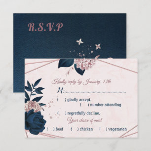 Tarjeta De Confirmación De Asistencia noche de gala y flores de rosa polvorienta elecció