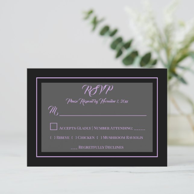 Tarjeta De Confirmación De Asistencia Noche elegante (Anverso de pie)