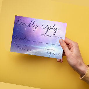 Tarjeta De Confirmación De Asistencia Noche estrellada bajo las estrellas Cute Elegante 