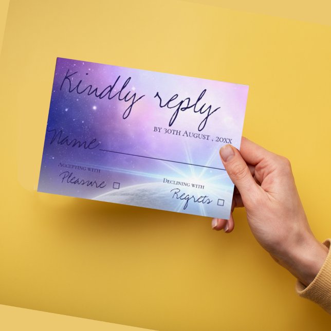 Tarjeta De Confirmación De Asistencia Noche estrellada bajo las estrellas Cute Elegante  (Subido por el creador)