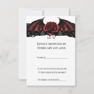 Tarjeta De Confirmación De Asistencia Noche Eterna Romance Oscuro de Boda Gótica de Vamp