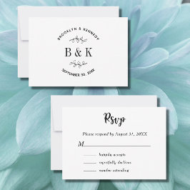 Tarjeta De Confirmación De Asistencia Nombre de pareja de boda floral botánico monograma