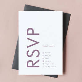 Tarjeta De Confirmación De Asistencia NOMBRES Mauve Purple Lilac modernos Boda simple