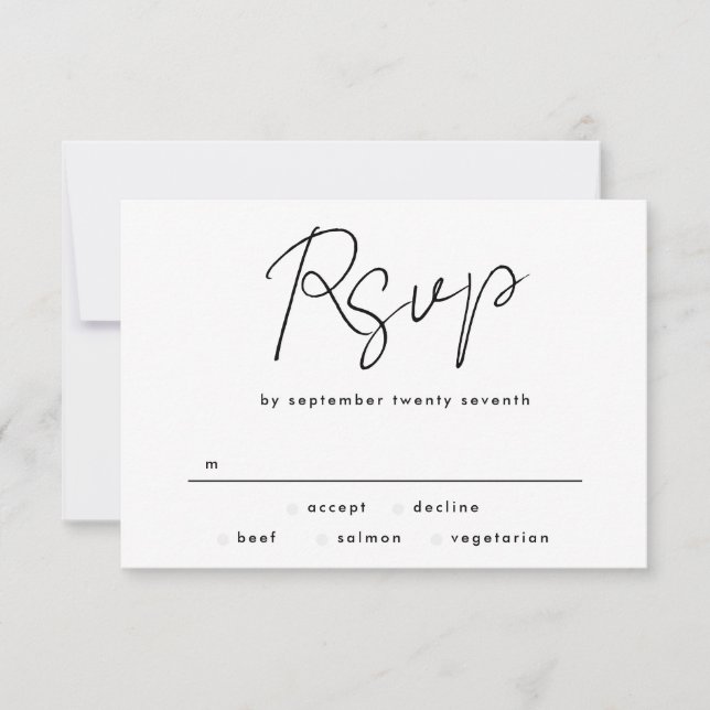 Tarjeta De Confirmación De Asistencia Nombres personalizados modernos simples Boda blanc (Anverso)