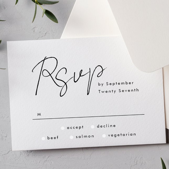 Tarjeta De Confirmación De Asistencia Nombres personalizados modernos simples Boda blanc (Subido por el creador)