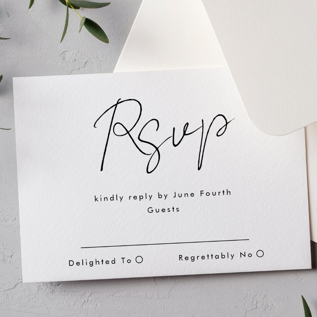 Tarjeta De Confirmación De Asistencia Nombres personalizados modernos simples Boda blanc (Subido por el creador)