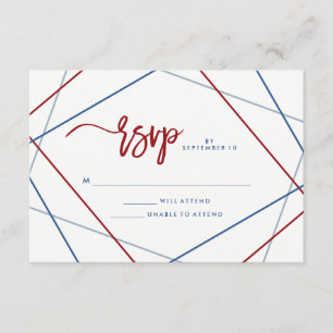 Tarjeta De Confirmación De Asistencia Norteamericano moderno   Boda geométrica patriótic