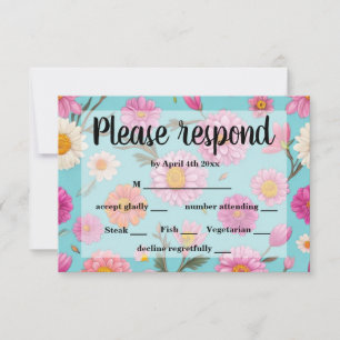 Tarjeta De Confirmación De Asistencia Núcleo de la cabaña Flores blancas florales