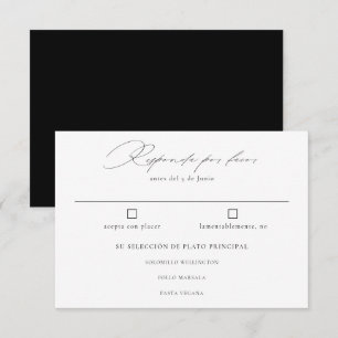Tarjeta De Confirmación De Asistencia Nuestra Boda Negro Caligrafía
