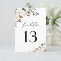 Números de tabla de Boda de oro rosa y magnolia bl