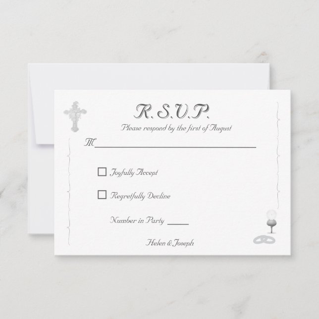 Tarjeta De Confirmación De Asistencia Nuptial Grace Catholic Wedding Response Card (Anverso)