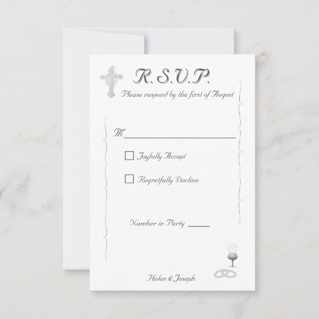 Tarjeta De Confirmación De Asistencia Nuptial Grace Catholic Wedding Response Card (Anverso)