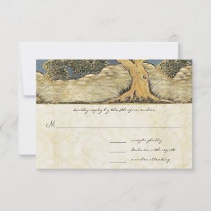 Tarjeta De Confirmación De Asistencia Oak Tree Distresor Damask Elegancia Metálica