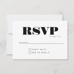 Tarjeta De Confirmación De Asistencia Ocasión de Boda Minimalista Simple en Blanco y Neg