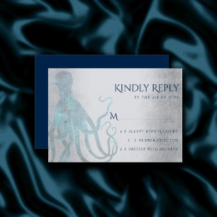 Tarjeta De Confirmación De Asistencia Octopus cósmico naumático   Tema de la vida marina