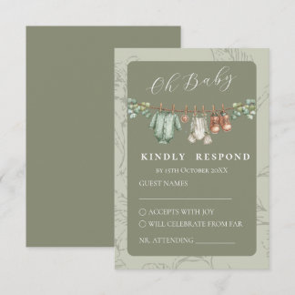 Tarjeta De Confirmación De Asistencia Oh Baby Botanical Sage Baby Shower