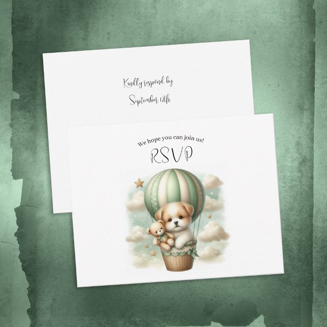 Tarjeta De Confirmación De Asistencia Oh Boy Puppy Hot Air Balloon Adventure Baby Shower (Subido por el creador)