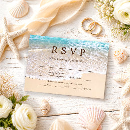Tarjeta De Confirmación De Asistencia Olas del Océano de Verano Boda en la Playa Tropica