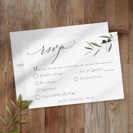 Tarjeta De Confirmación De Asistencia Olive Branch Watercolor Elegant Minimalist Wedding