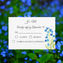 Tarjeta De Confirmación De Asistencia Olvídate de que no flores florales azules Boda RSV
