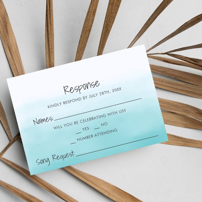 Tarjeta De Confirmación De Asistencia Ombre Beach Destination Ocean Tropical Boda (Subido por el creador)