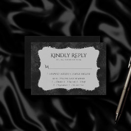 Tarjeta De Confirmación De Asistencia Onyx Romance | Árbol de Damasco Satélite Negro