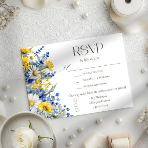 Tarjeta De Confirmación De Asistencia Opción de comida de boda de flores silvestres amar
