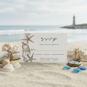 Tarjeta De Confirmación De Asistencia Opción de comida de boda en la playa con estrella