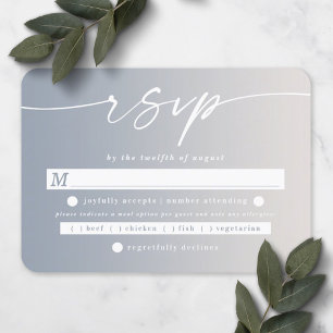 Tarjeta De Confirmación De Asistencia Opción de comida de boda Ombre Dusty Blue y Off-Wh