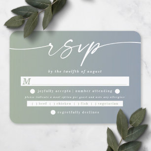 Tarjeta De Confirmación De Asistencia Opción de comida de boda Ombre Leaf Green y Dusty