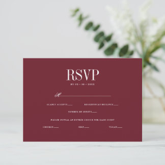 Tarjeta De Confirmación De Asistencia Opción de Entrada para Boda Romántica Elegante
