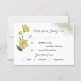 Tarjeta De Confirmación De Asistencia opción de harina de hojas verdes amarillas