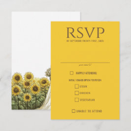Tarjeta De Confirmación De Asistencia Opciones de alimentos de la pareja de girasoles