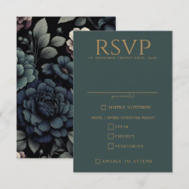 Tarjeta De Confirmación De Asistencia Opciones de alimentos florales Blue Moody