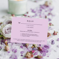 Opciones de cena de lavanda pálida Boda Tarjeta RS
