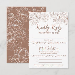 Tarjeta De Confirmación De Asistencia Opciones de comida Boda moderna Boho Mocha Mousse