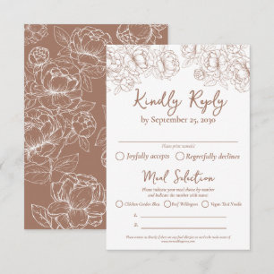 Tarjeta De Confirmación De Asistencia Opciones de comida Boda moderna Boho Mocha Mousse