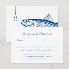 Tarjeta De Confirmación De Asistencia Opciones de Comida de Lubina Listada Elegante Boda