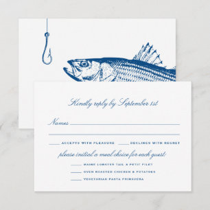 Tarjeta De Confirmación De Asistencia Opciones de Comida de Lubina Listada Elegante Boda