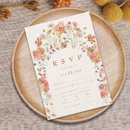 Tarjeta De Confirmación De Asistencia Opciones de comida floral de otoño boho de terraco