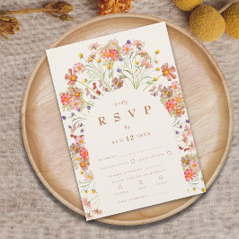 Tarjeta De Confirmación De Asistencia Opciones de Comida Floral Terracotta Boho Fall