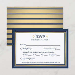 Tarjeta De Confirmación De Asistencia Opciones de comida para Bar Mitzvah azul marino bl