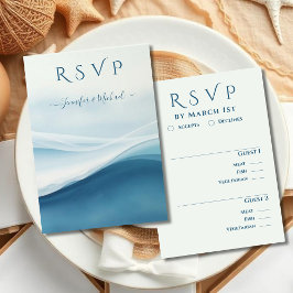 Tarjeta De Confirmación De Asistencia Opciones de comida para boda en la playa Azul Sere