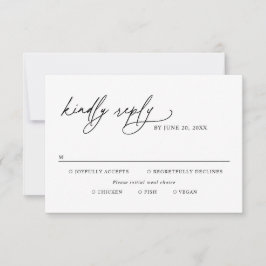 Tarjeta De Confirmación De Asistencia Opciones de comida para bodas en blanco y negro mo