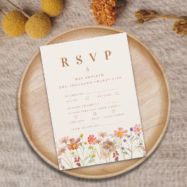 Tarjeta De Confirmación De Asistencia Opciones de Comida Terracotta Boho Fall Wildflower