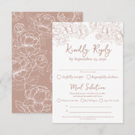 Tarjeta De Confirmación De Asistencia Opciones de comidas de Boda floral de boho rosa Ru