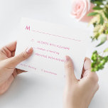 Tarjeta De Confirmación De Asistencia Opciones de comidas de Ombre Rosa Simple Bat Mitzv<br><div class="desc">Color rosa oscuro en la parte de atrás con detalles de la comida y nombre de invitado; falso acento purpurina opcional</div>