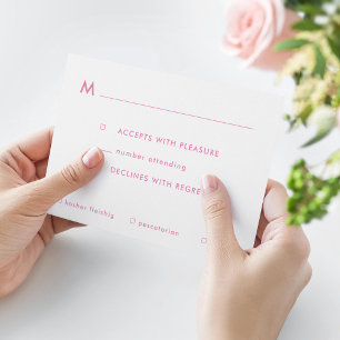 Tarjeta De Confirmación De Asistencia Opciones de comidas de Ombre Rosa Simple Bat Mitzv