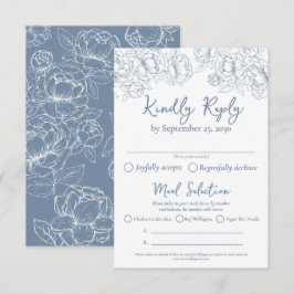 Tarjeta De Confirmación De Asistencia Opciones de comidas del Boda Boho Periwinkle Blue 